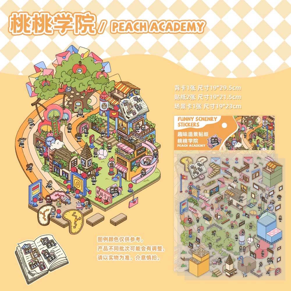 Ancient China Small Shop DIY 3D Scene Stickers - 4 Cute Miniature Scenes