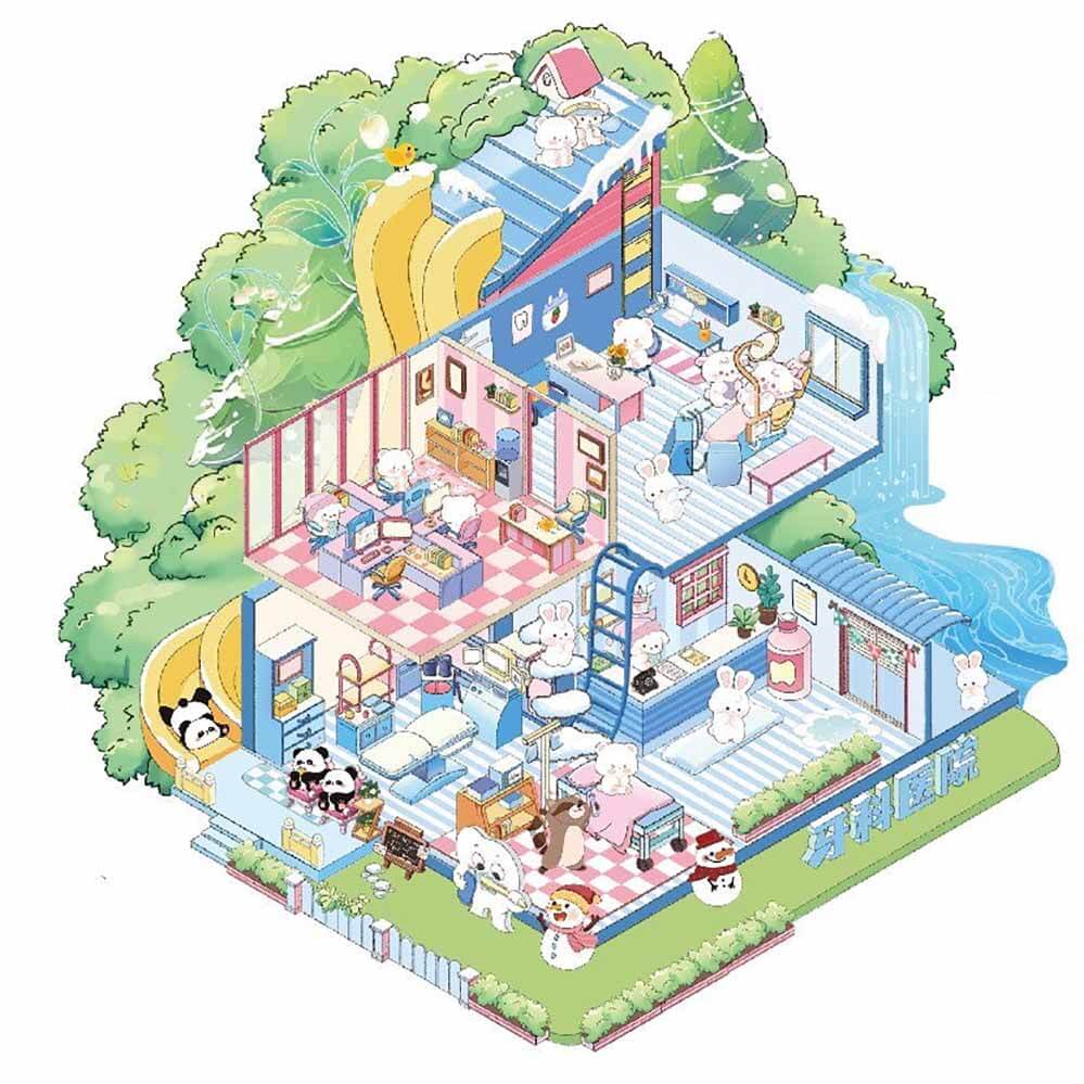 Grand Villa DIY 3D Scene Stickers - 4 Lovely Miniature Scenes