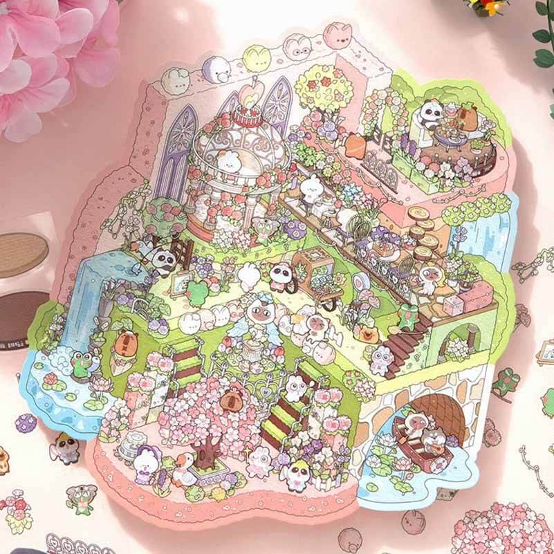 Wonderland Series DIY 3D Scene Stickers 4 Cute Miniature Scenes
