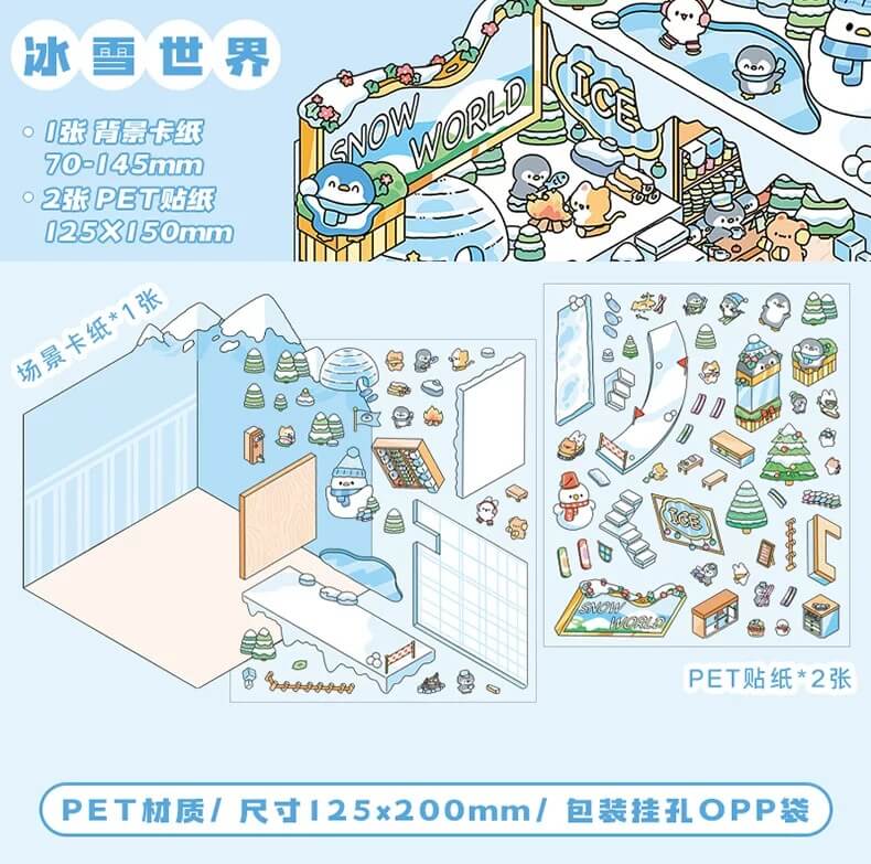 Magic Party Collection Scene Stickers - 4 Cute Miniature Scenes