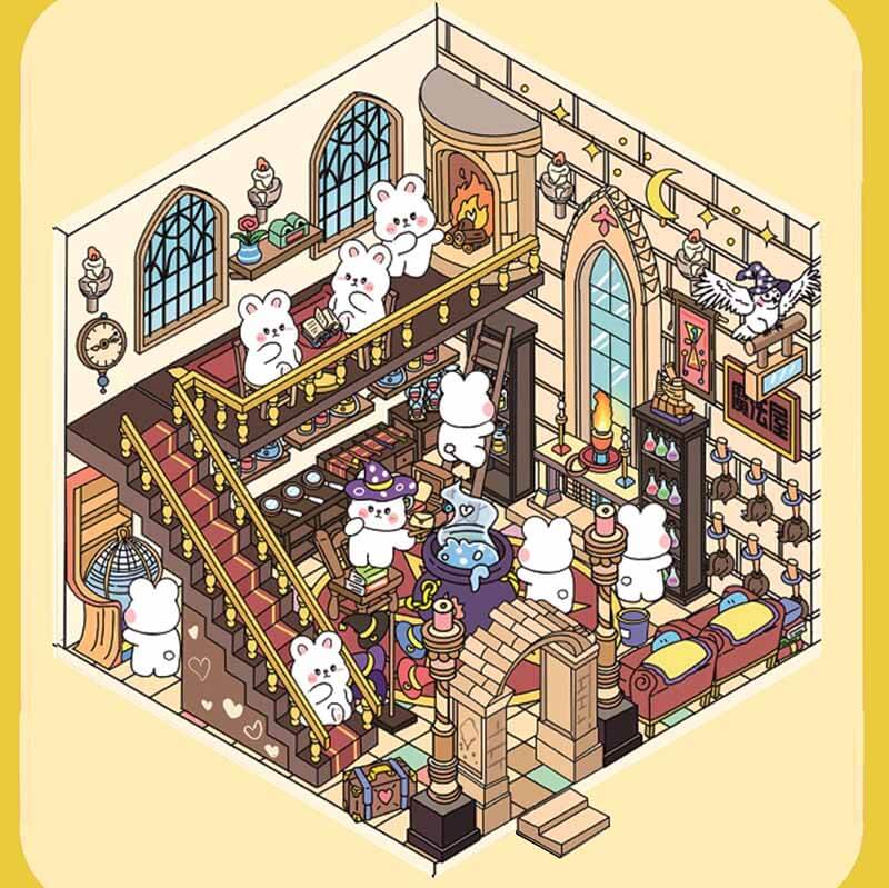 Blush Bunny Home DIY 3D Scene Stickers 4 Cute Miniature Scenes