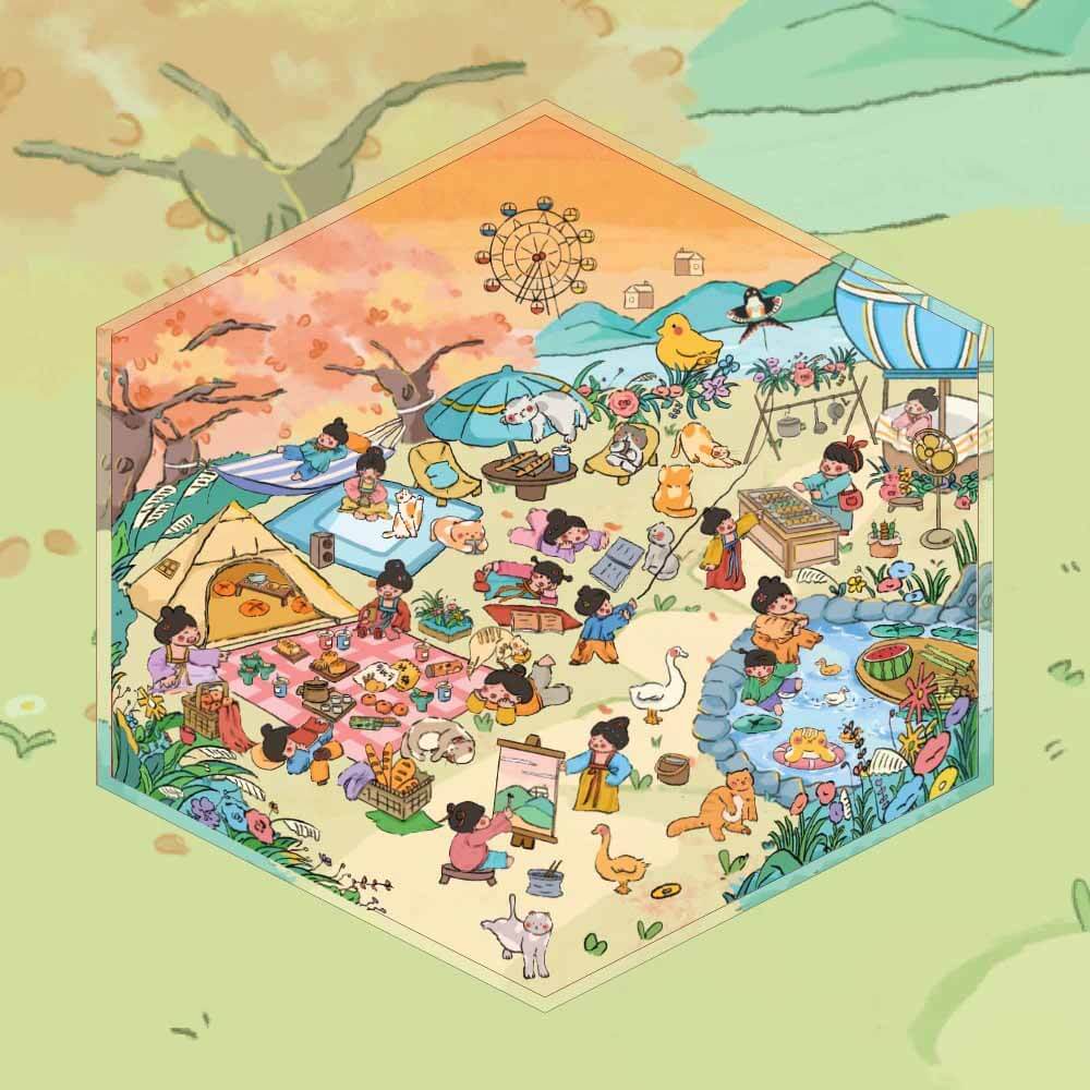 Treasure Chest Christmas & New Year Scene Sticker 6 Cute Miniature Scenes