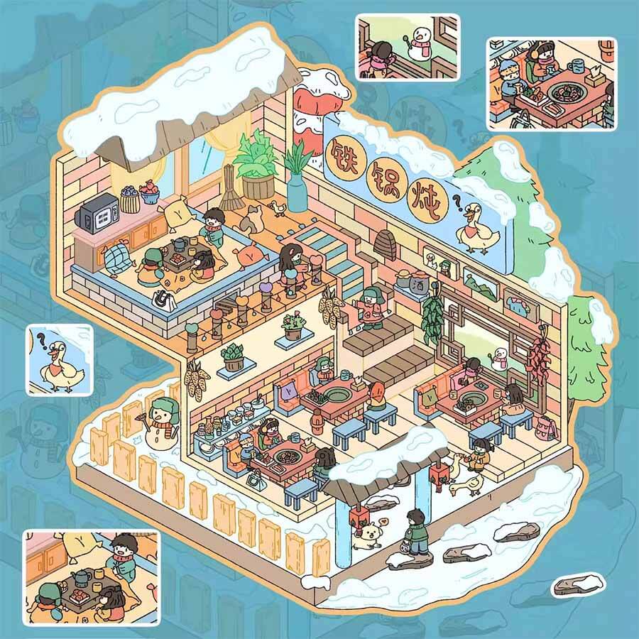 Gourmet Collection DIY 3D Scene Stickers - 4 Cute Miniature Scenes
