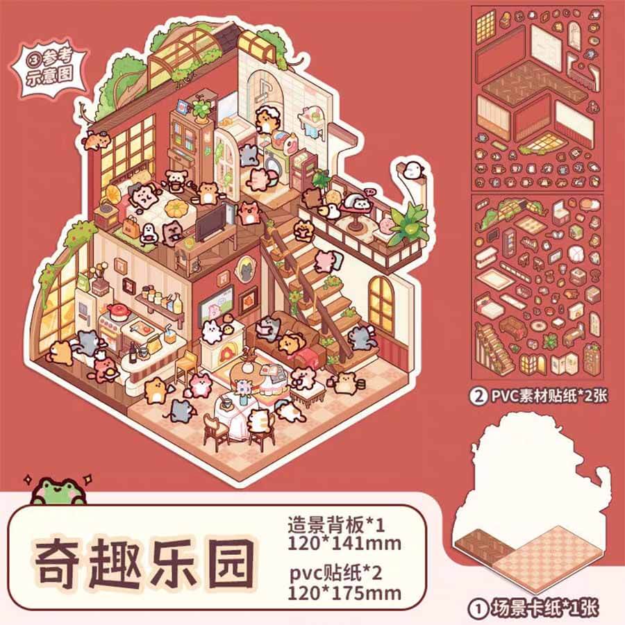 Wonderful Fairy House Collection Scene Stickers 4 Adorable Miniature Scenes