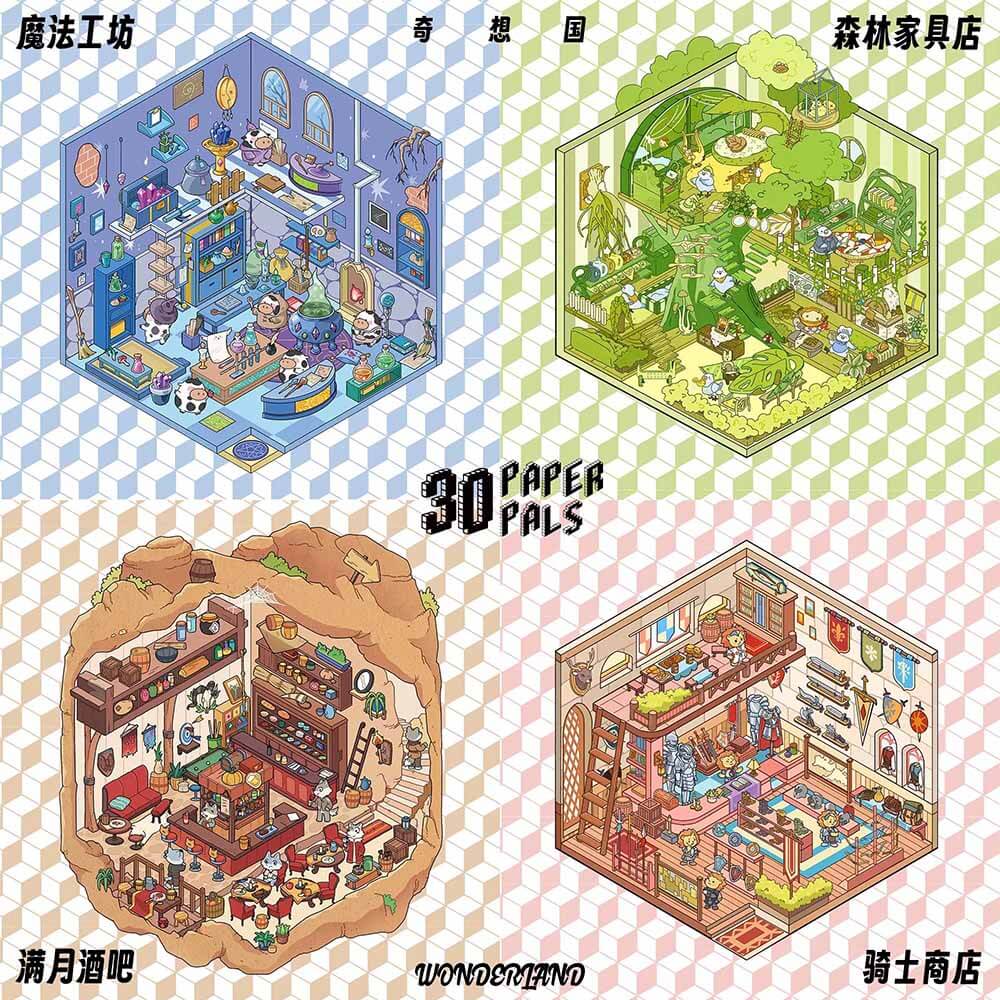 Fantasy Land DIY 3D Scene Stickers 4 Cute Miniature Scenes
