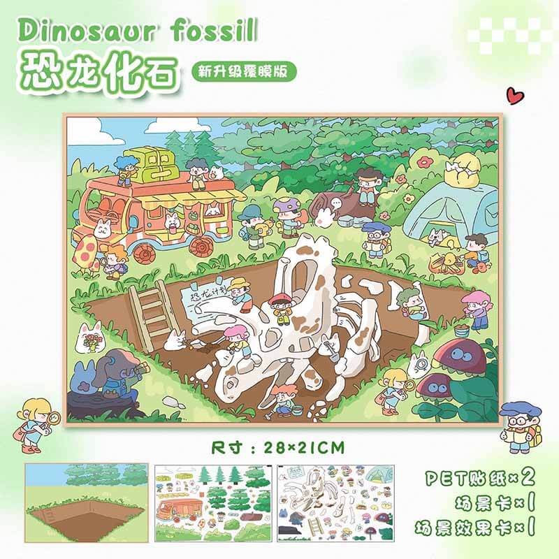 Archaeology Series DIY 3D Scene Stickers Lovely 2 Miniature Scenes