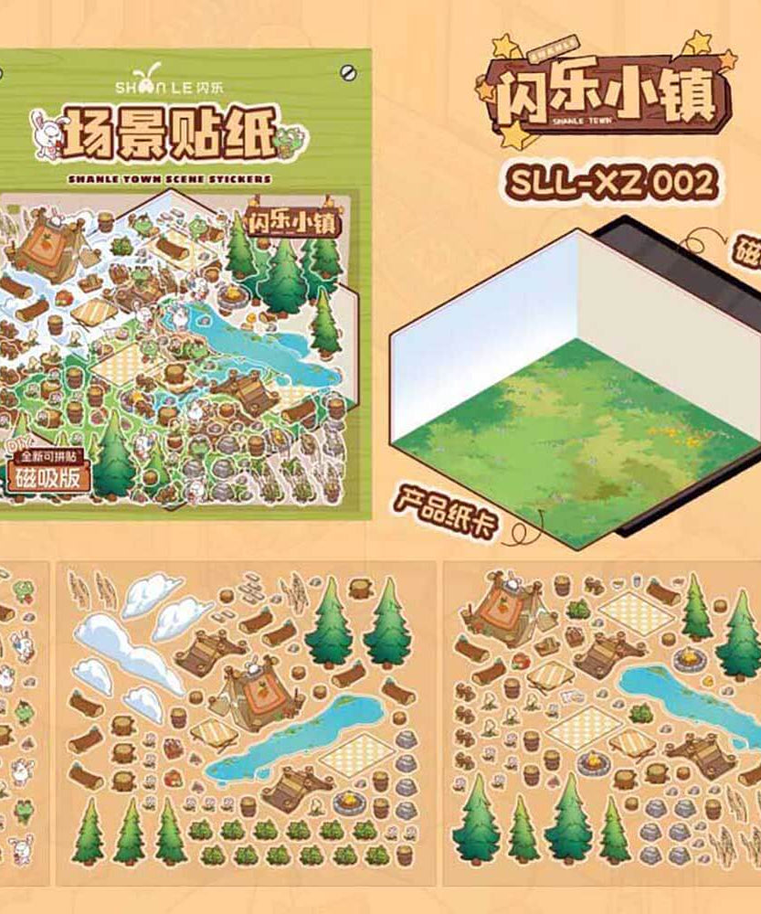 Town Neighbors DIY 3D Scene Stickers 4 Cute Miniature Scenes-Magnetic version