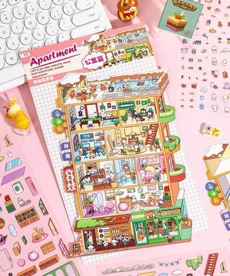Apartment Theme DIY 3D Scene Stickers 2 Cute Miniature Scenes