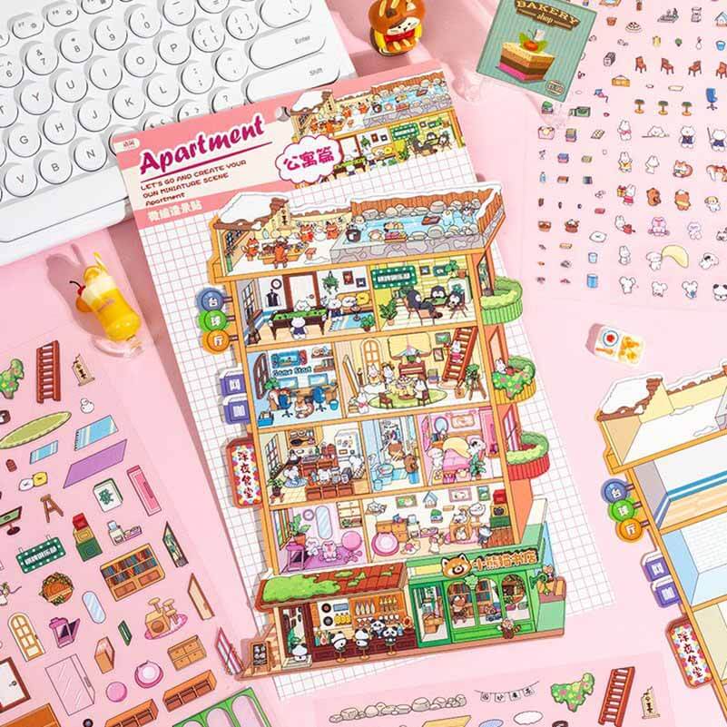 Apartment Theme DIY 3D Scene Stickers 2 Cute Miniature Scenes