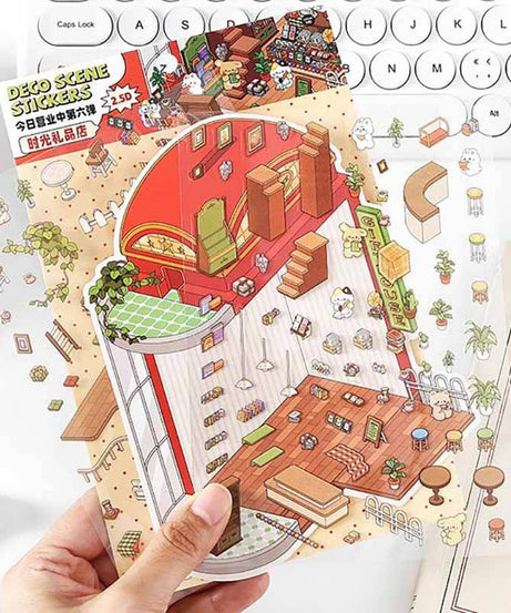 Fantasy Gift Shop DIY 3D Scene Stickers 4 Cute Miniature Scenes