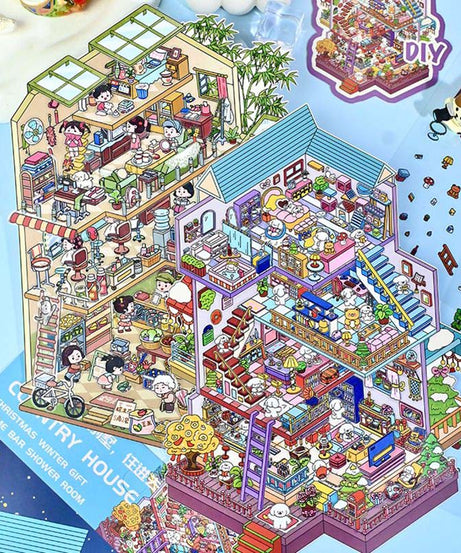 Time Apartment Scene Stickers 2 Cute Miniature Scenes