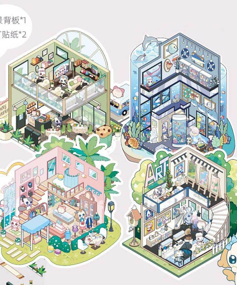 Knock & Create Tales DIY 3D Scene Stickers 4 Cute Miniature Scenes