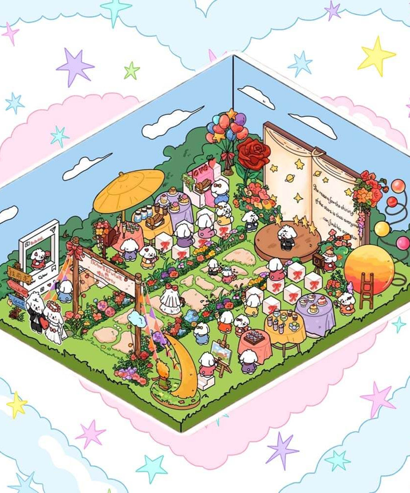 Lawn Wedding DIY 3D Scene Stickers - 4 Lovely Miniature Scenes