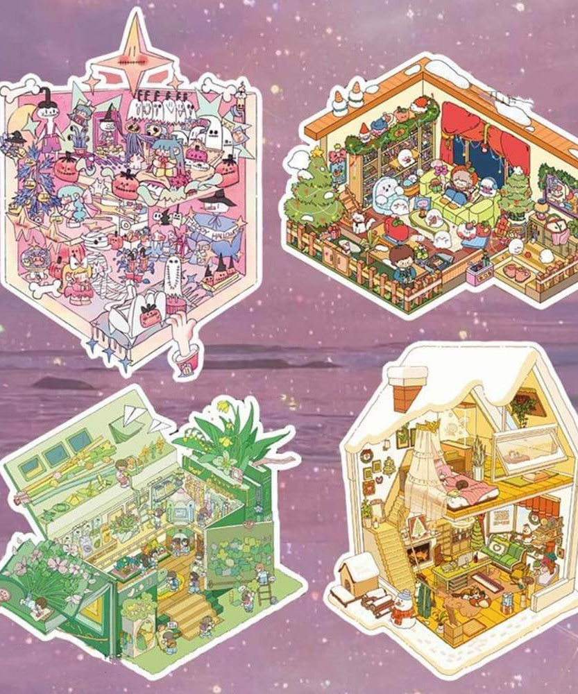Eternal Reverie DIY 3D Scene Stickers 4 Cute Miniature Scenes