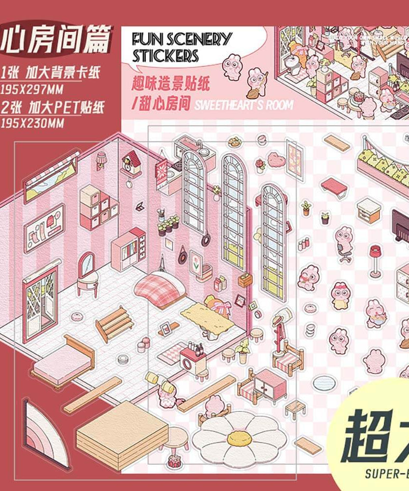 Urban Life DIY 3D Scene Stickers 4 Cute Miniature Scenes