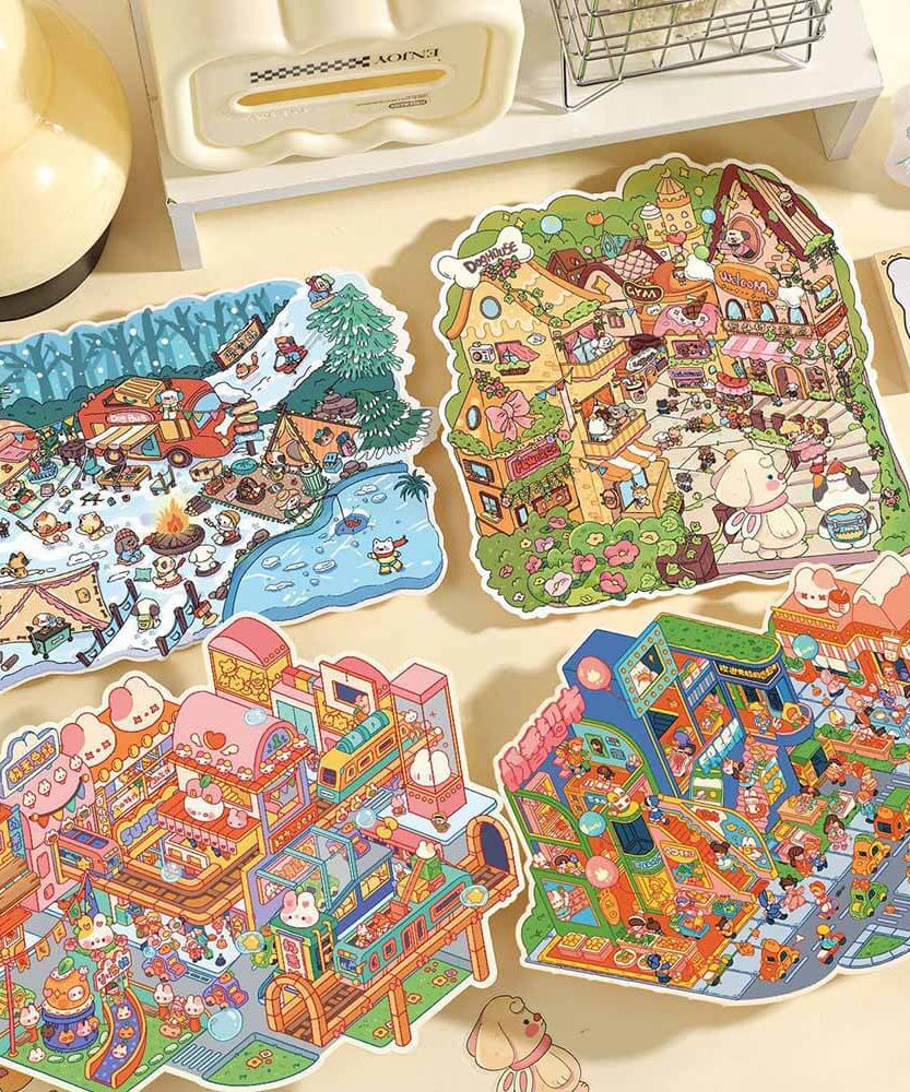 Bigger picture DIY 3D Scene Stickers 4 Cute Miniature Scenes