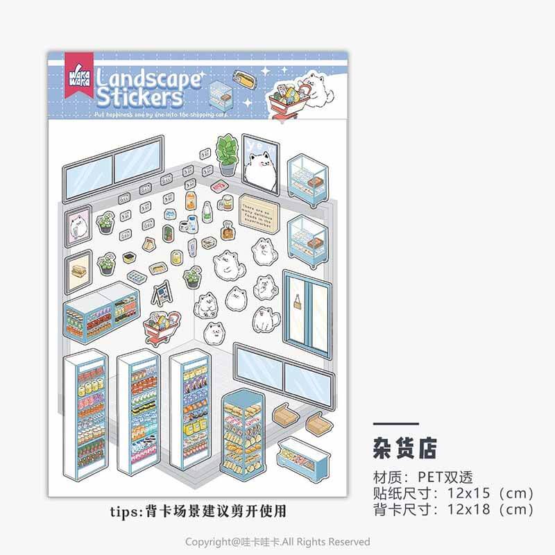 Cute Animal Home DIY 3D Scene Stickers 6 Cute Miniature Scenes
