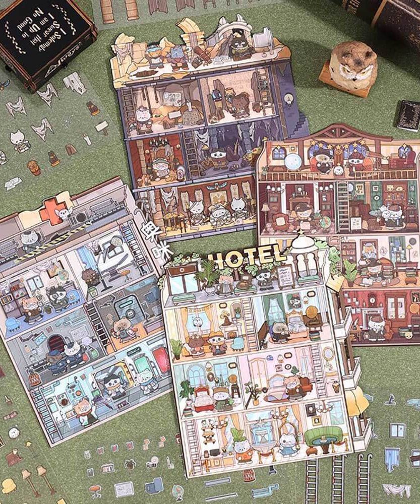 The Curious Society DIY 3D Scene Stickers 4 Cute Miniature Scenes