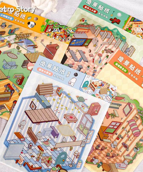 Sweet Little Escapes DIY 3D Scene Stickers 4 Cute Miniature Scenes