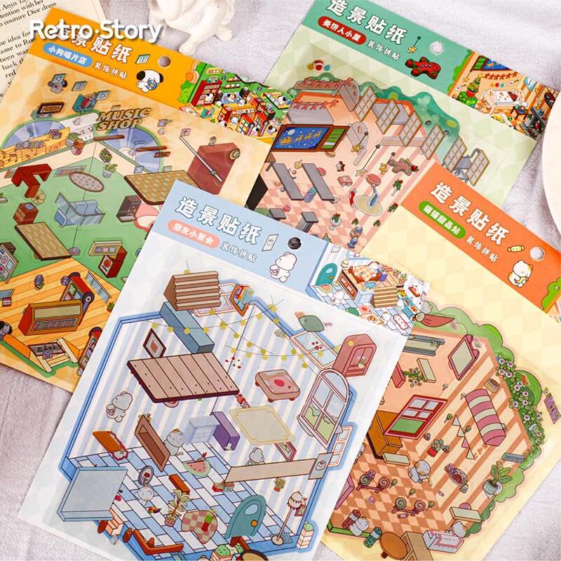 Sweet Little Escapes DIY 3D Scene Stickers 4 Cute Miniature Scenes