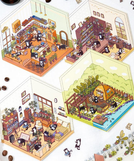 Soft and Warm Breezes DIY 3D Scene Stickers 4 Cute Miniature Scenes