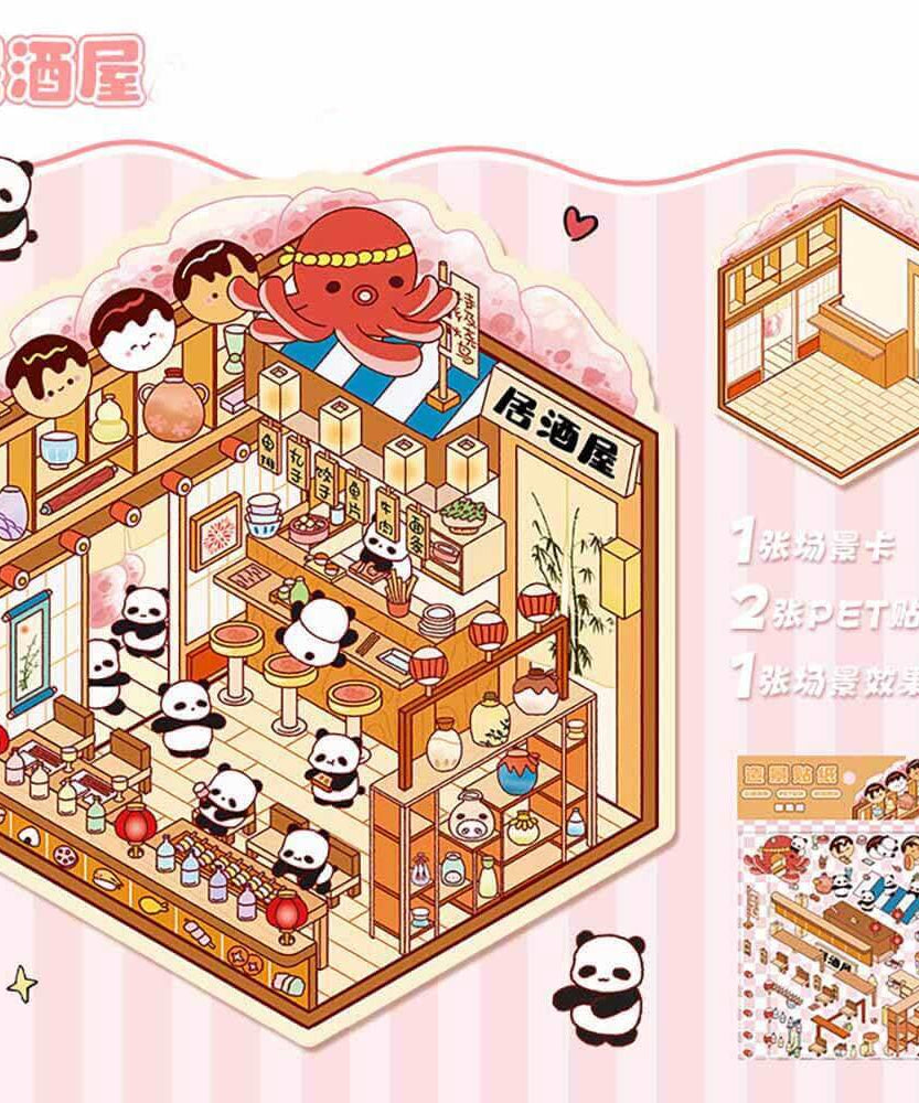 Furry Friends Tycoon DIY 3D Scene Stickers 4 Cute Miniature Scenes