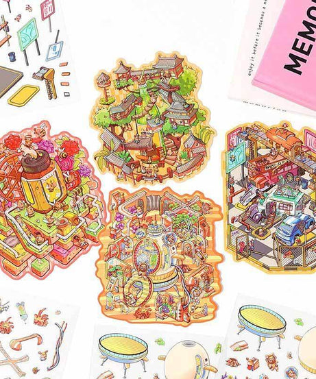 Urban Escape DIY 3D Scene Stickers 4 Lovely Miniature Scenes