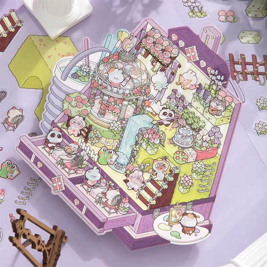 Crystal Ball DIY 3D Scene Stickers 4 Cute Miniature Scenes