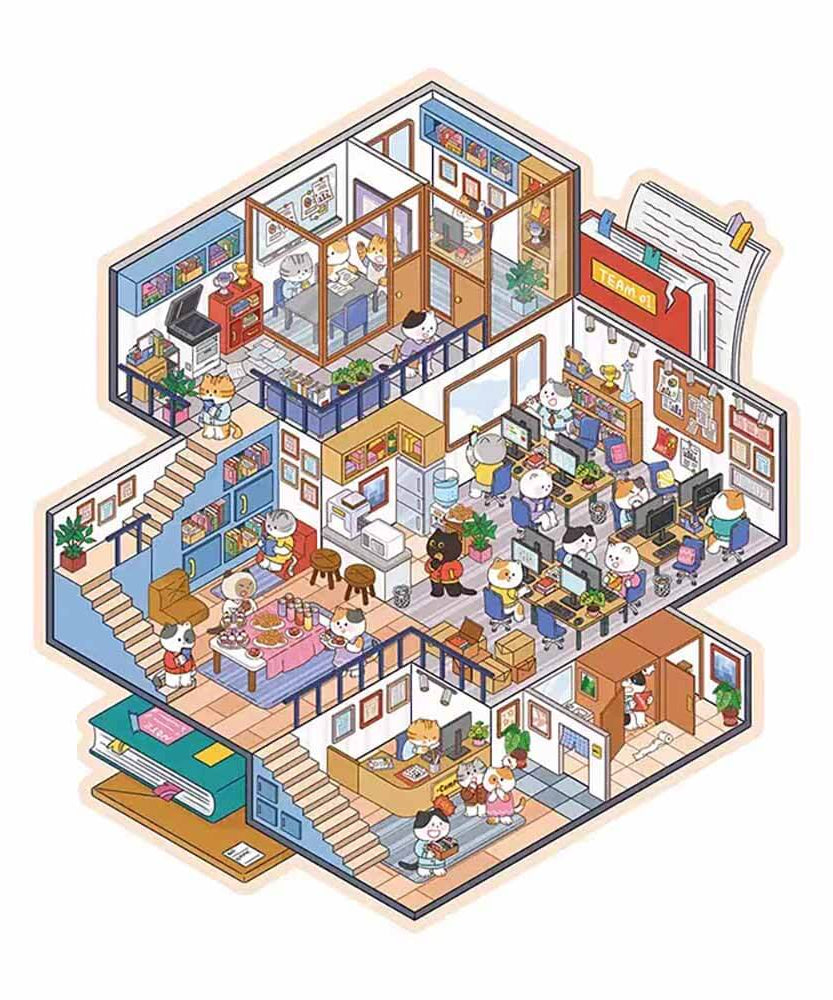 Multi-Story Villa DIY 3D Scene Stickers 2 Cute Miniature Scenes