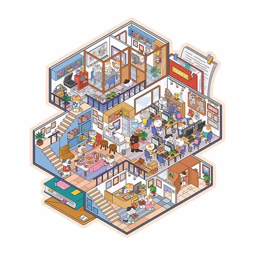 Multi-Story Villa DIY 3D Scene Stickers 2 Cute Miniature Scenes