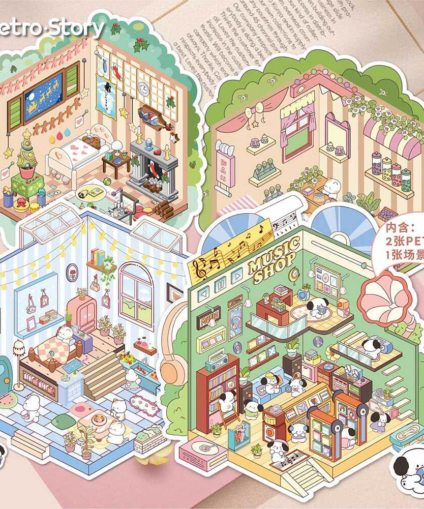 Sweet Little Escapes DIY 3D Scene Stickers 4 Cute Miniature Scenes