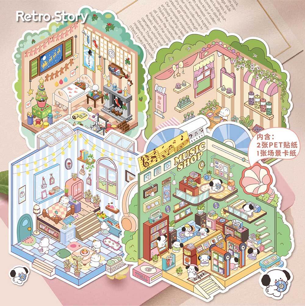 Sweet Little Escapes DIY 3D Scene Stickers 4 Cute Miniature Scenes