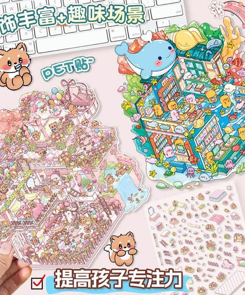 Dream World DIY 3D Scene Stickers 4 Cute Miniature Scenes