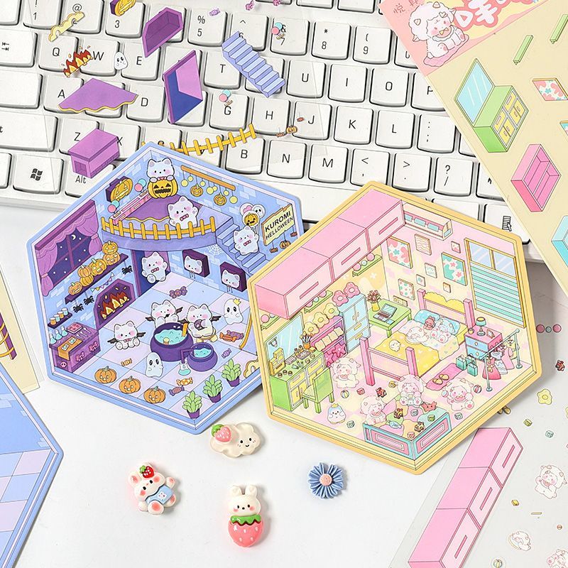 Wonderful House DIY 3D Sticker Collection - 8 Cute Miniature Scenes