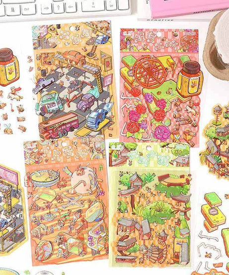 Urban Escape DIY 3D Scene Stickers 4 Lovely Miniature Scenes