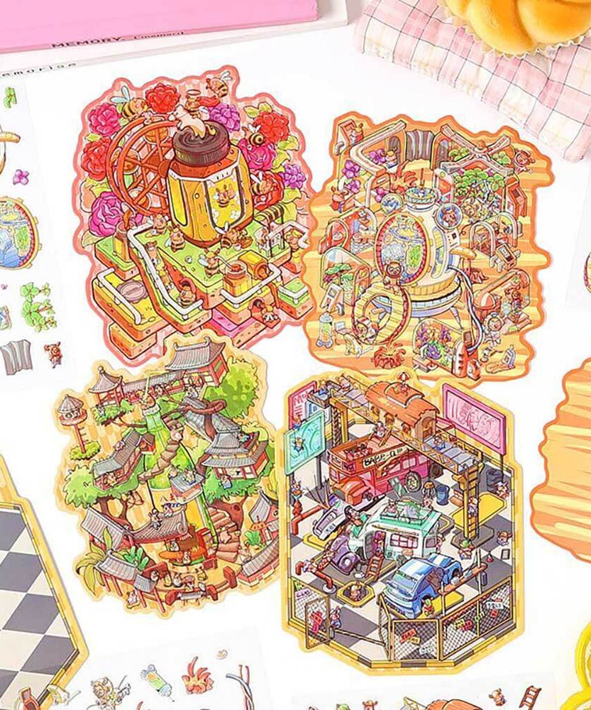 Urban Escape DIY 3D Scene Stickers 4 Lovely Miniature Scenes