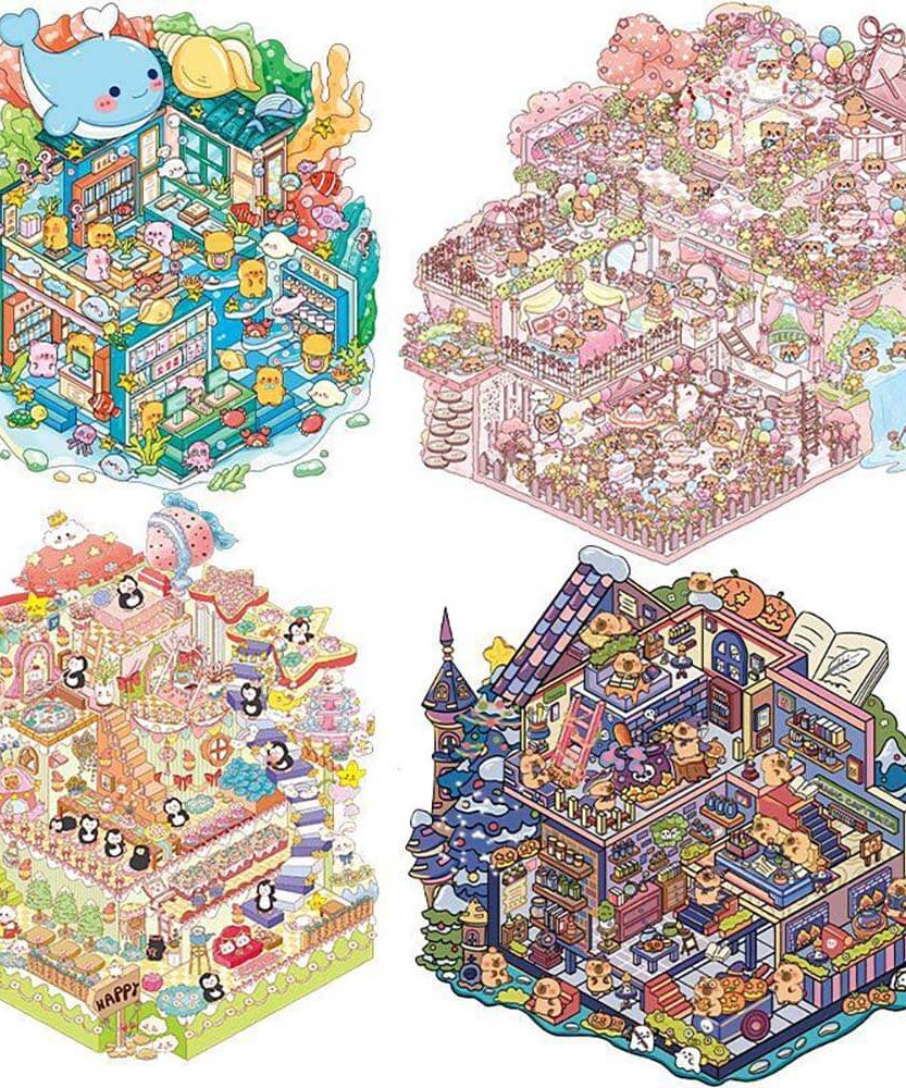 Dream World DIY 3D Scene Stickers 4 Cute Miniature Scenes
