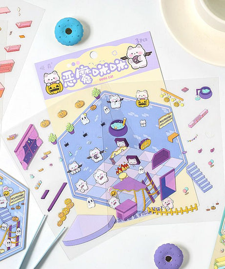 Wonderful House DIY 3D Sticker Collection - 8 Cute Miniature Scenes