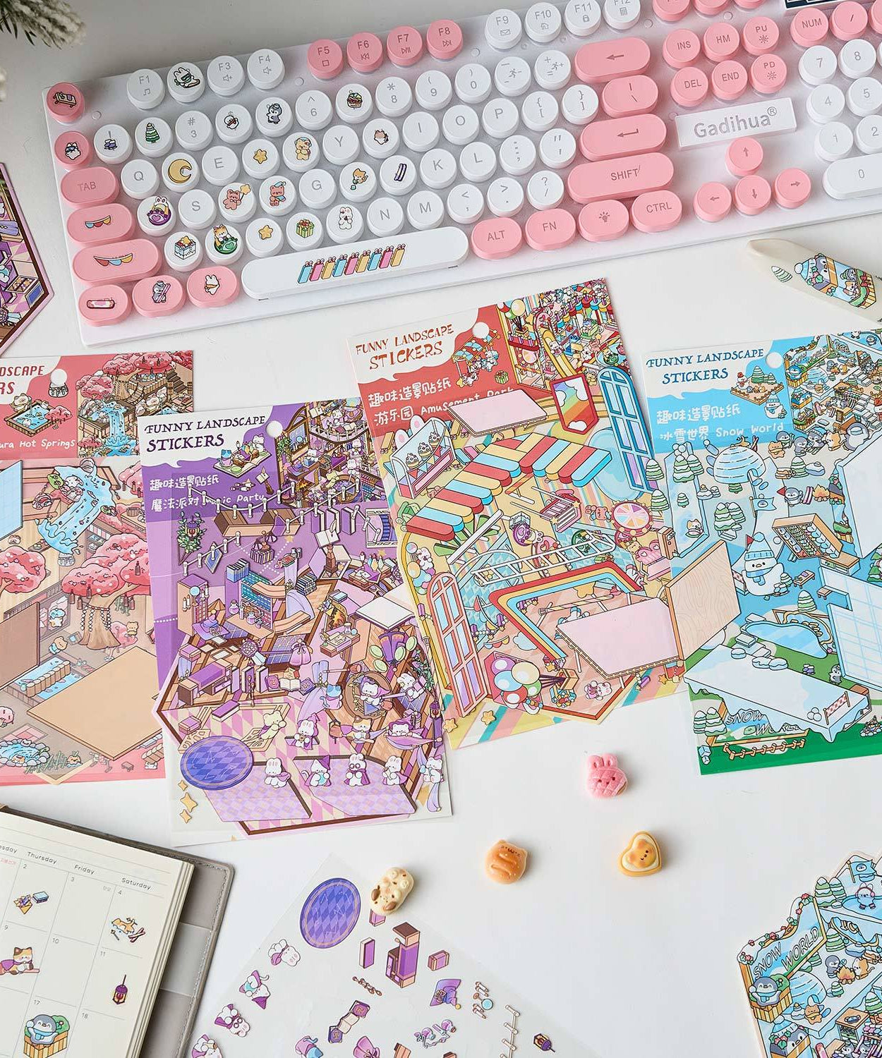 Magic Party Collection Scene Stickers - 4 Cute Miniature Scenes