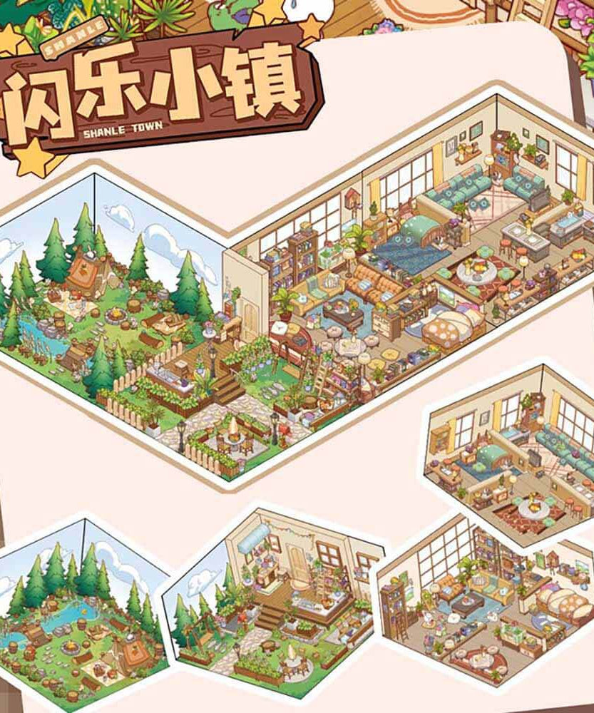 Town Neighbors DIY 3D Scene Stickers 4 Cute Miniature Scenes-Magnetic version