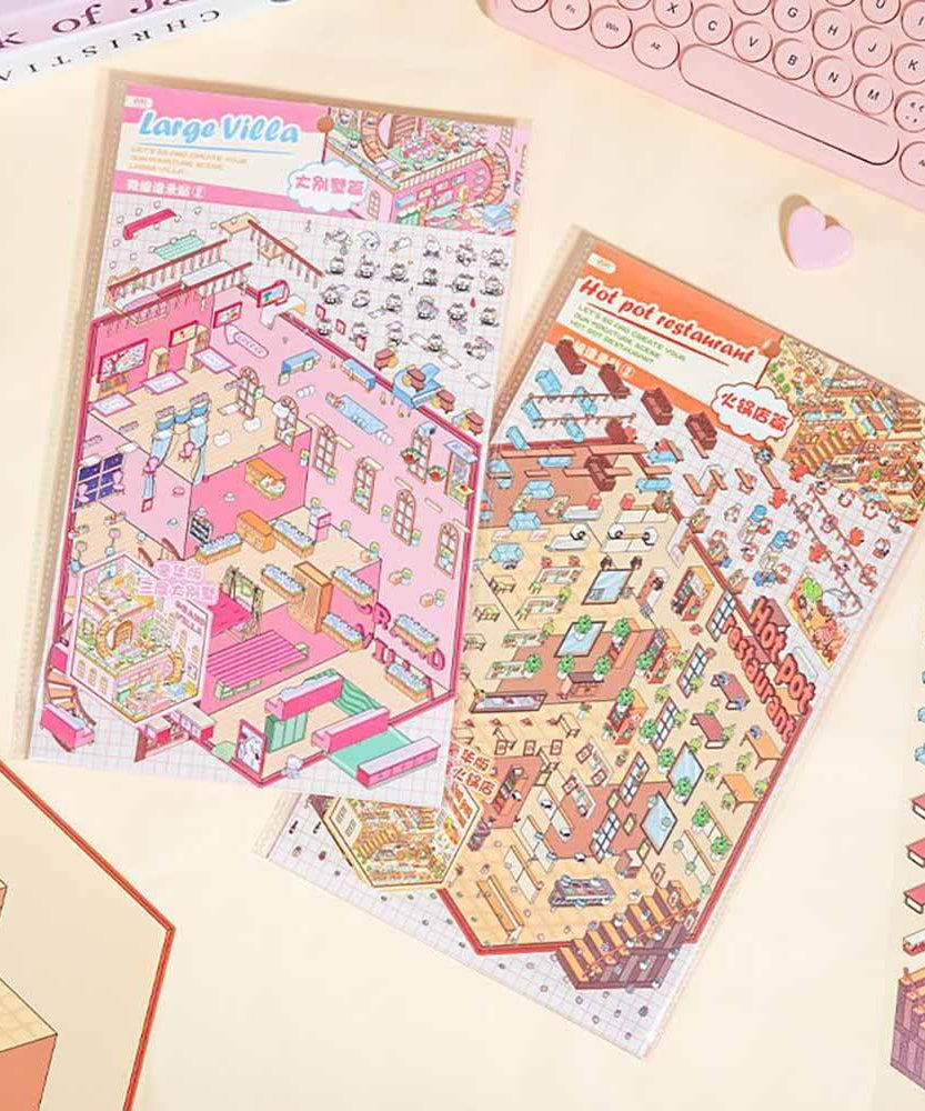 Fantasy World DIY 3D Scene Stickers 4 Cute Miniature Scenes