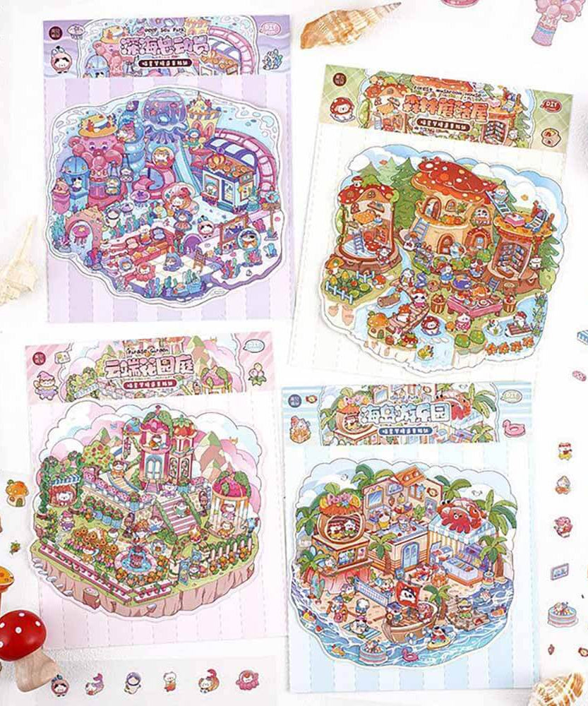 Meow Dreams DIY 3D Scene Stickers 4 Cute Miniature Scenes