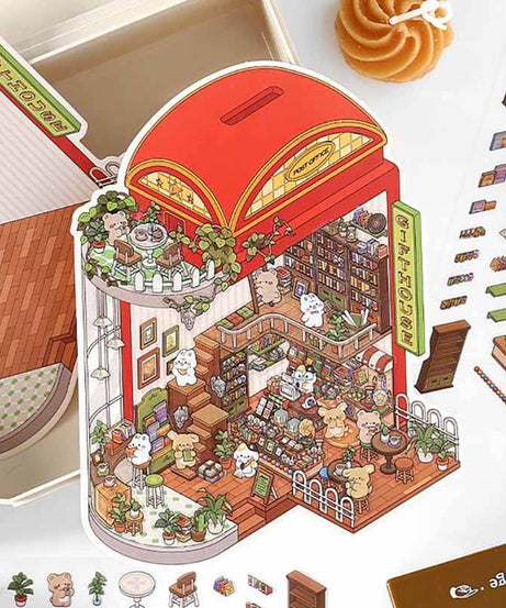 Fantasy Gift Shop DIY 3D Scene Stickers 4 Cute Miniature Scenes