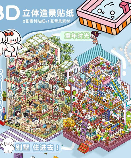 Time Apartment Scene Stickers 2 Cute Miniature Scenes