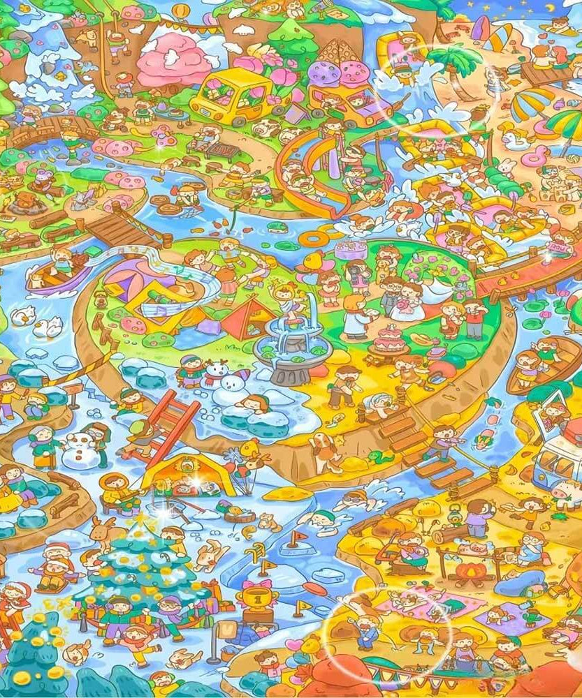 Life in Four Seasons DIY 3D Scene Stickers Cute Miniature Scenes