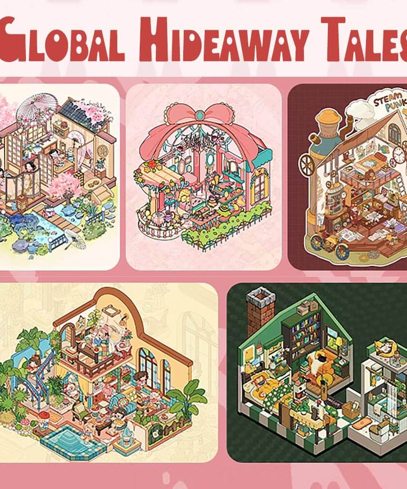 Global Hideaway Tales DIY 3D Scene Stickers 5 Cute Miniature Scenes