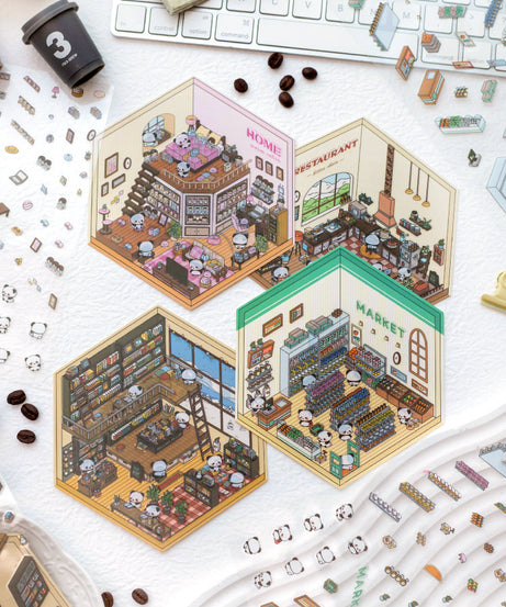 Panda Home Collection  DIY 3D Scene Stickers 4 Cute Miniature Scenes