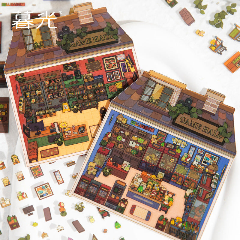 Micro-Diorama Collector's Pack DIY 3D Scene Stickers Miniature Bookshelf & Stuffed Friends