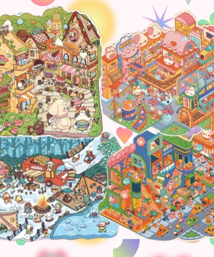 Bigger picture DIY 3D Scene Stickers 4 Cute Miniature Scenes