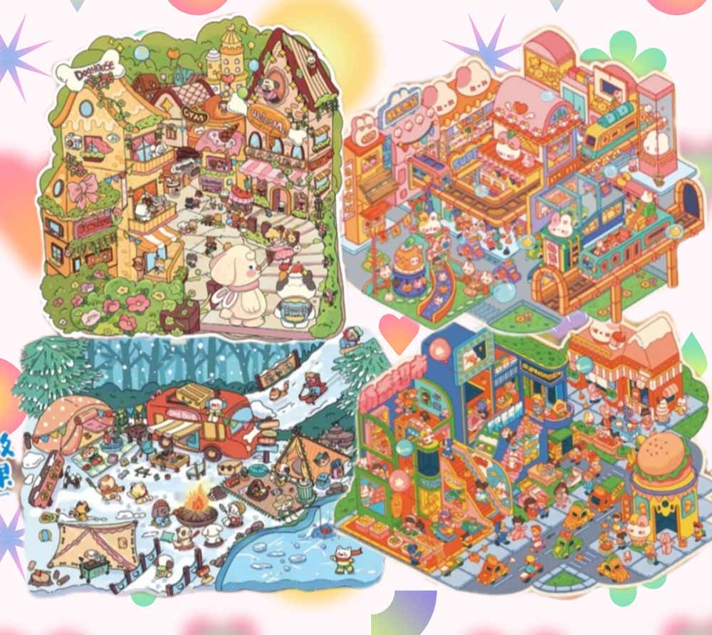 Bigger picture DIY 3D Scene Stickers 4 Cute Miniature Scenes